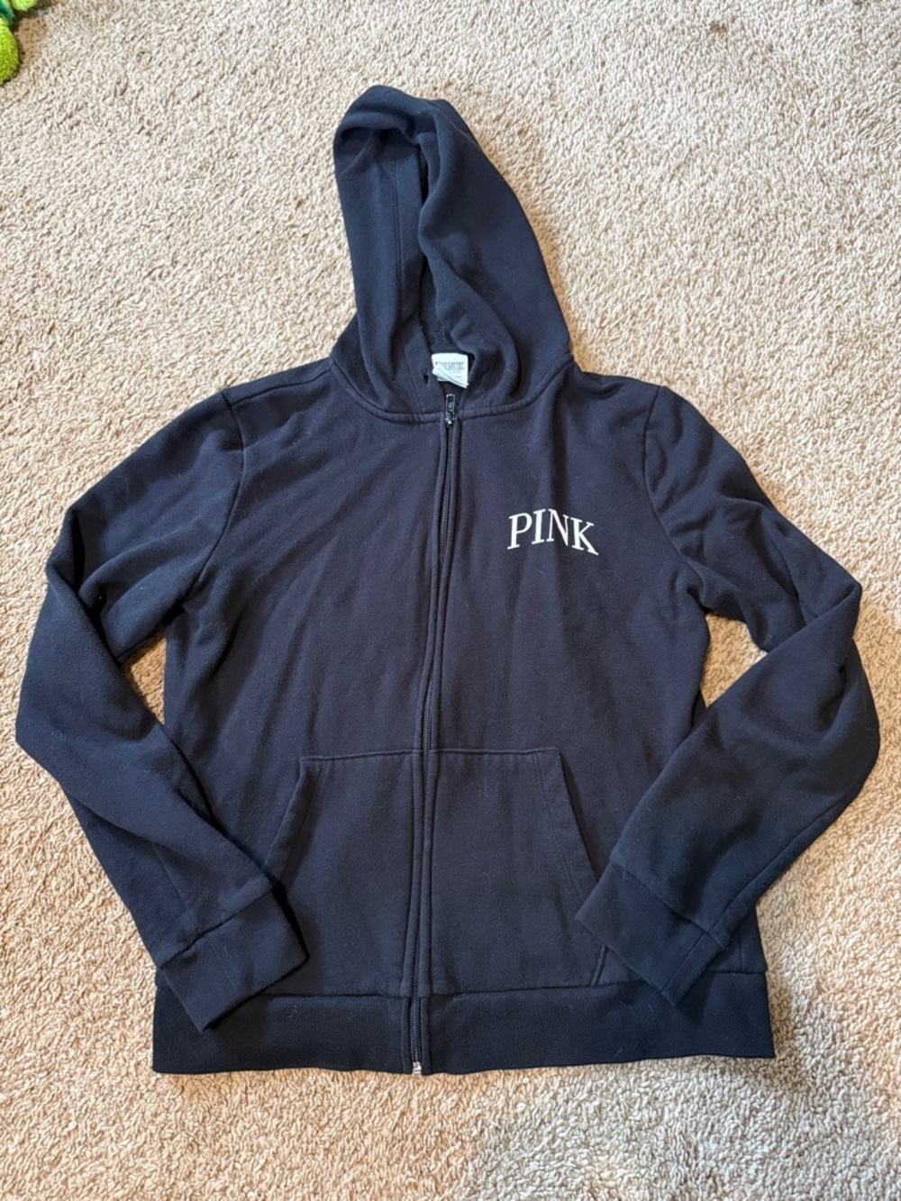 PINK Victoria's Secret Black Hoodie with White Logo Tag